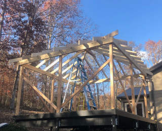 Patio Extension with Hip Roof Framing