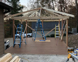Patio Extension with Hip Roof Framing