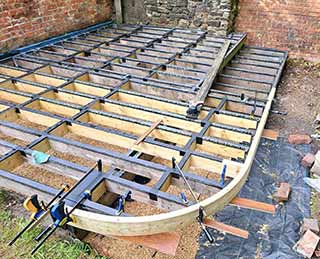 Curved rim joist on a deck